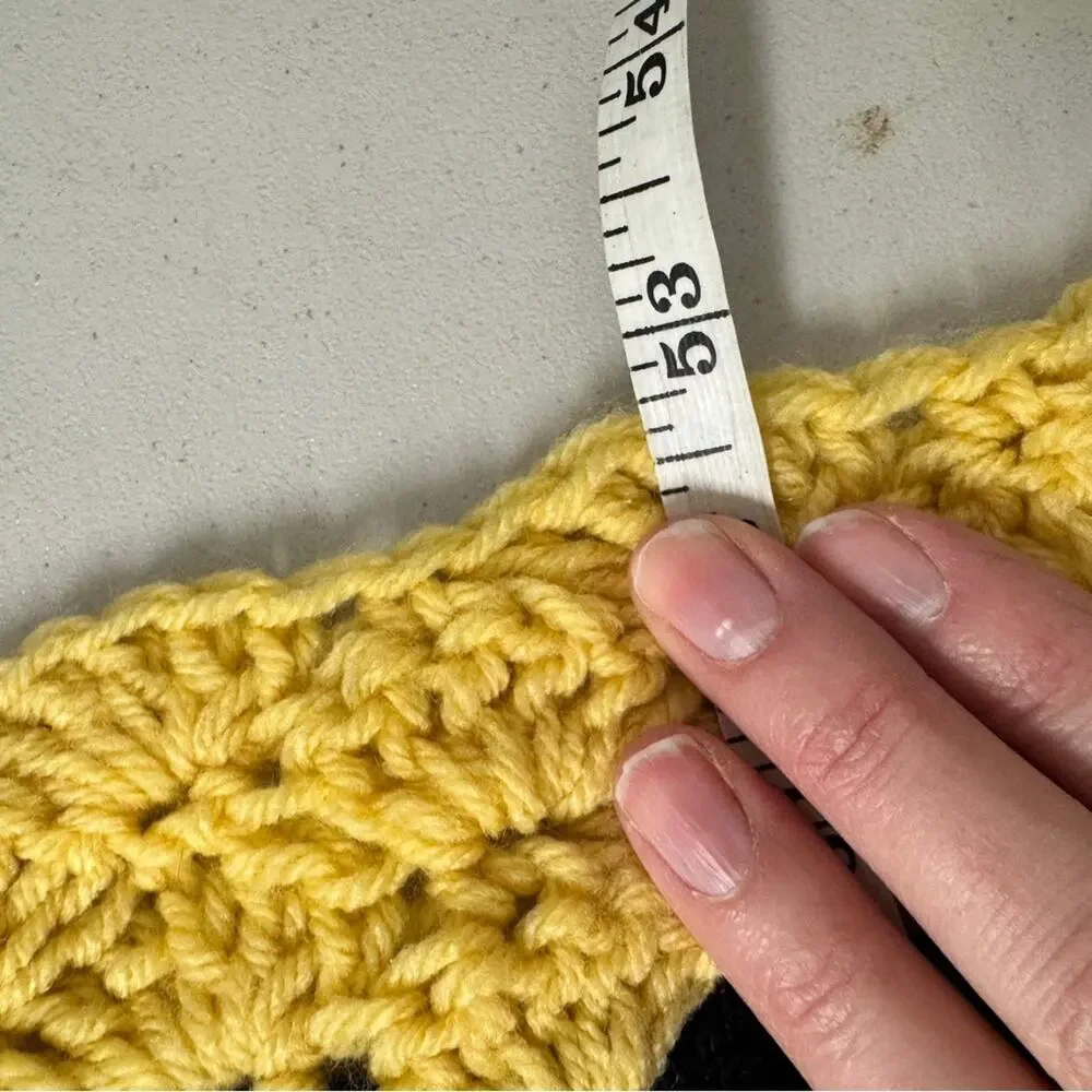 Large Handmade Crochet Throw Blanket Yellow Brown Black 53 X 58 Accent Decor
